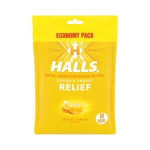 HALLS Relief Honey Lemon Cough Drops, Economy Pack, 80 Drops