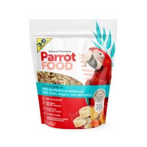3-D Pet Products Natural Premium Parrot Food, with Fortified Pellets, 3 lbs