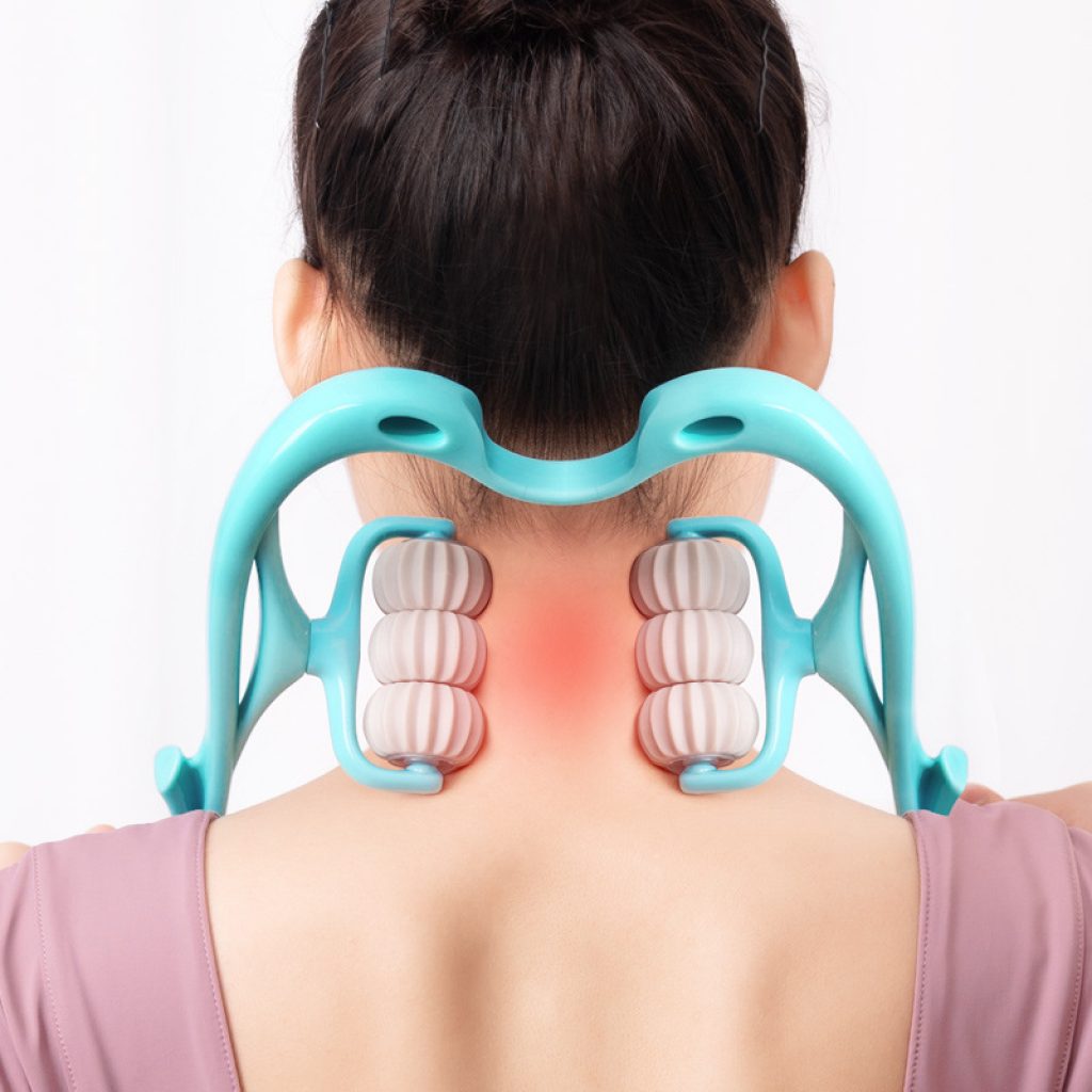 Outil de massage manuel multifonctionnel à six roulettes pour le cou