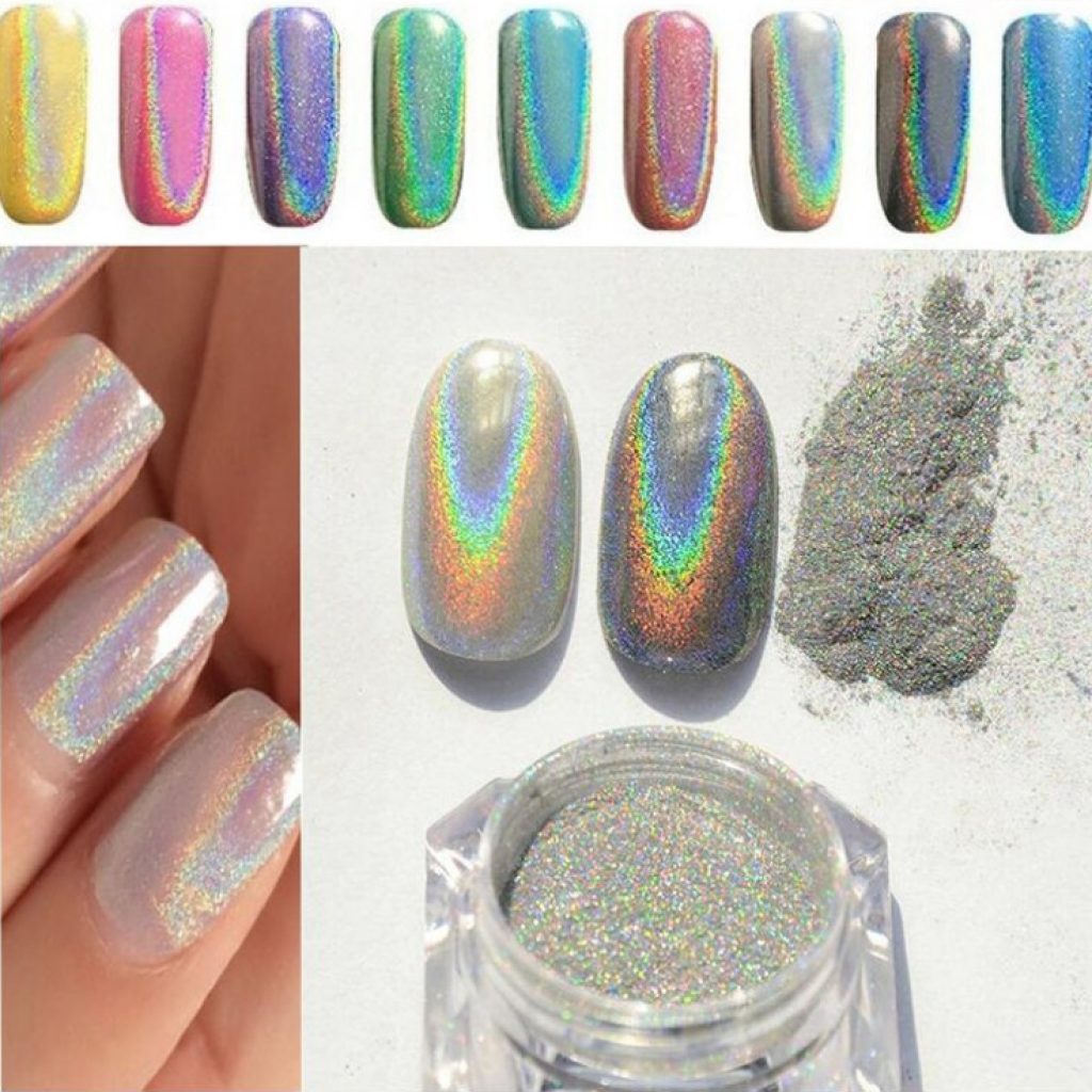 Poudre arc-en-ciel pour ongles Poudre miroir laser